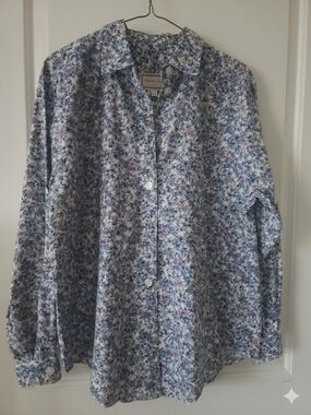 Cinnamon Sea Cottagecore Floral Long Sleeve Blouse - Blue Botanical Print 12